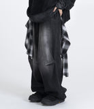 Kiren Check Skirt Layered Denim