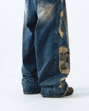 Camo Mix Damage Denim Pants