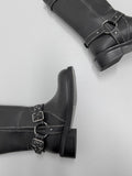 Studded Vintage Buckle Middle Boots