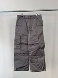 Glossy padded diagonal cargo pants
