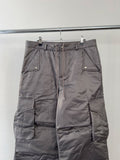 Glossy padded diagonal cargo pants