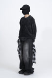 Kiren Check Skirt Layered Denim