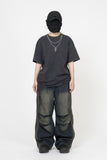 Cross Necklace Damage Pigment Short Sleeve T-Shirt