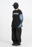 Sis Cut Off Denim Long Sleeve T-Shirt