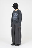 Fle In Black Washing Crop Long Sleeve T-Shirt