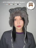 KITTY STRAP KNIT BEANIE