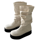 Linen shirring boots