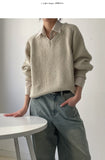 [wool30%] Riddle Mohair V-neck loose fit knit