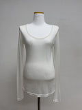 Deep U Neck Tencel See-through T-Shirt