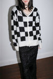 mohair chess knit cardigan