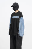 Sis Cut Off Denim Long Sleeve T-Shirt
