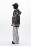 Rest Lettering Camo Hooded Zip-Up