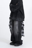 Kiren Check Skirt Layered Denim