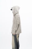 Parady Punching Damage Hooded Knit Zip-Up