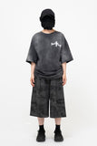 Pintuck Camo Wide Bermuda Pants
