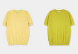 Muscle fit linen short sleeve knitwear