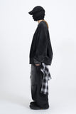 Kiren Check Skirt Layered Denim