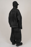 Coated Damage Black Denim Jacket