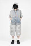 Artless Hooded Denim Vest