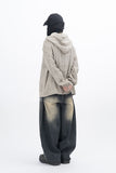 Parady Punching Damage Hooded Knit Zip-Up