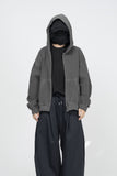 Vintage Washing Crop Hooded Zip-Up