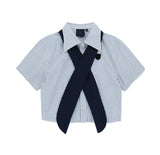 TIE CROP HALF SHIRT