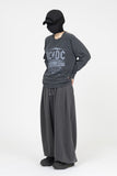 Fle In Black Washing Crop Long Sleeve T-Shirt