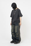 Cross Necklace Damage Pigment Short Sleeve T-Shirt