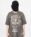 Metal Letter Vintage Washing Short Sleeve T-Shirt
