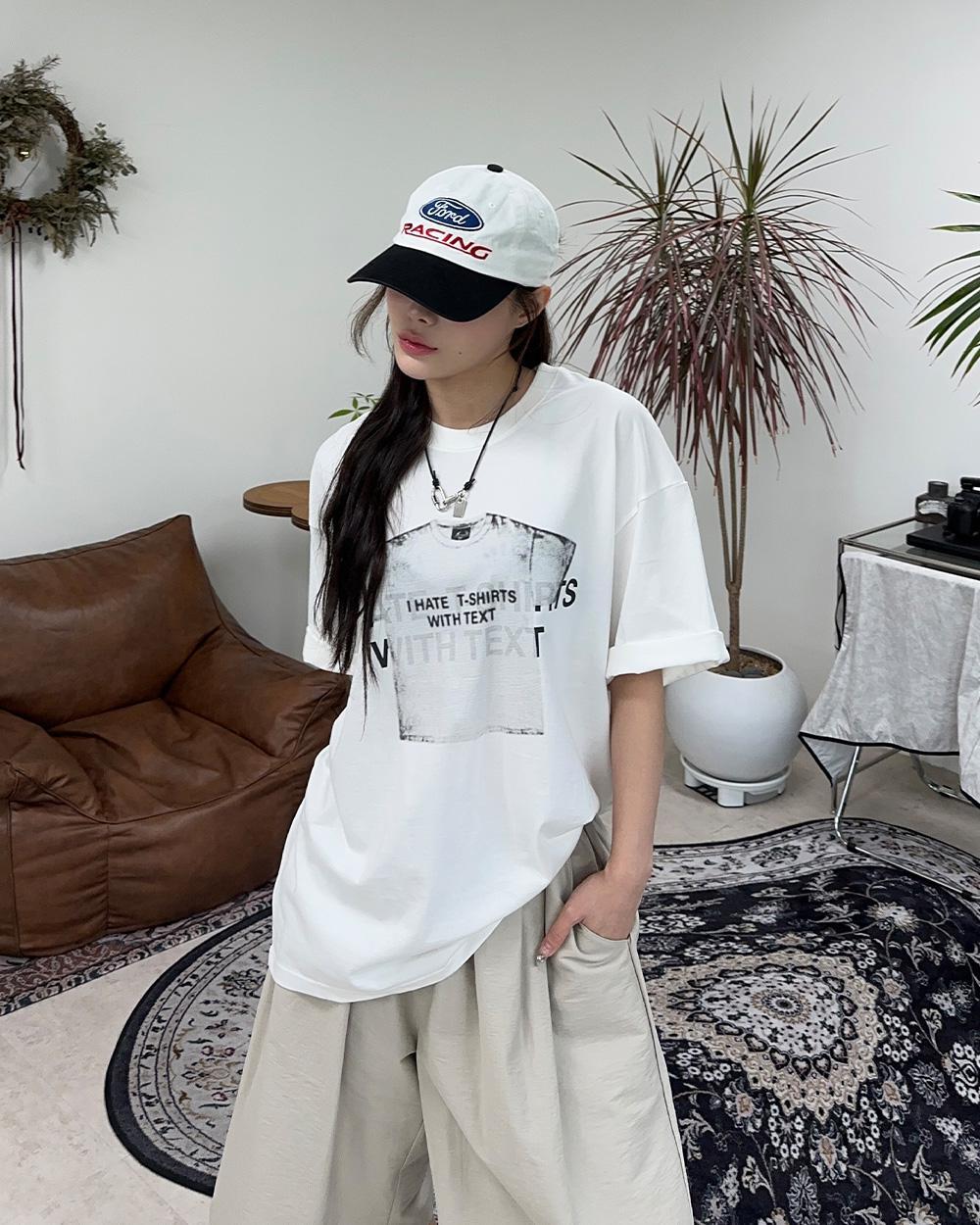 【SATIIIZ】Riked Printing Short Sleeve T-Shirt SATIIIZ (サティーズ) - リケッドプリンティング半袖Tシャツ