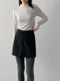 Pintuck Wool A-Line Mini Skirt