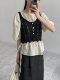 [Short sleeve ver.] Julie Frill Round Neck Blouse