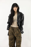 Antique snap crack leather jacket