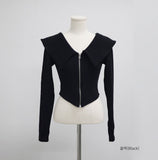 Twill Rib Big Collar Knit