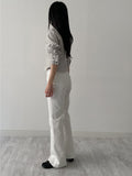 Center Crease Semi Bootcut Denim Pants