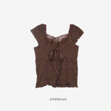 genti lace short sleeve blouse