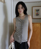 Hash ruffle shirring sleeveless