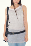 Linen see-through knit one piece