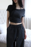 Off-Layer Shirring Halter Top