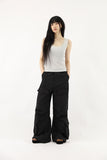 Nylon zipper open pants