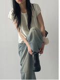 [unisex/summer yarn] Fred pin tuck wide denim pants (Tin blue)