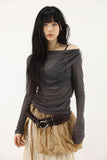 See-through rough drape tee