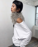 ONE-SHOULDER LONG SLEEVE T-SHIRT