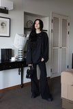 Rivet belt bootcut pants
