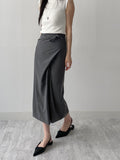 Striped Twist Wrap Long Skirt