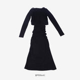 Nail Run Long Sleeveless One Piece + Cardigan Set