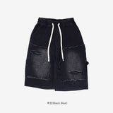 (Unisex) Mare Half Damage Denim Pants