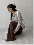 Wrinkle See-Through String Loose Fit Shirt