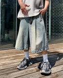 Teen Washed Deep Tuck Bermuda Denim