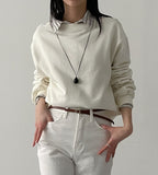 One-shoulder boat neck loose fit sweatshirt